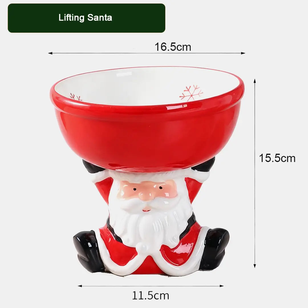 Pawsmas Santa Elevated Ceramic Pet Bowl