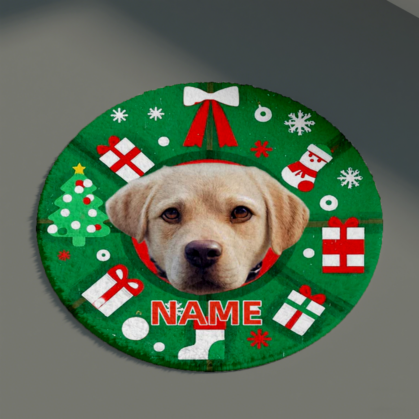 Weihnachtsgeschenk personalisiertes Haustierporträtteppich