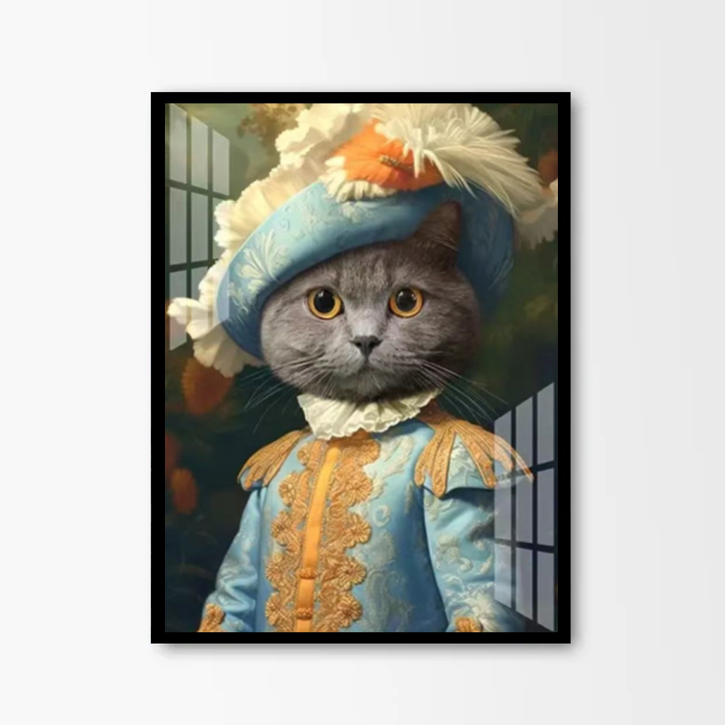 Aristocratic Cat Wearing Top Hat Custom Portrait Painting