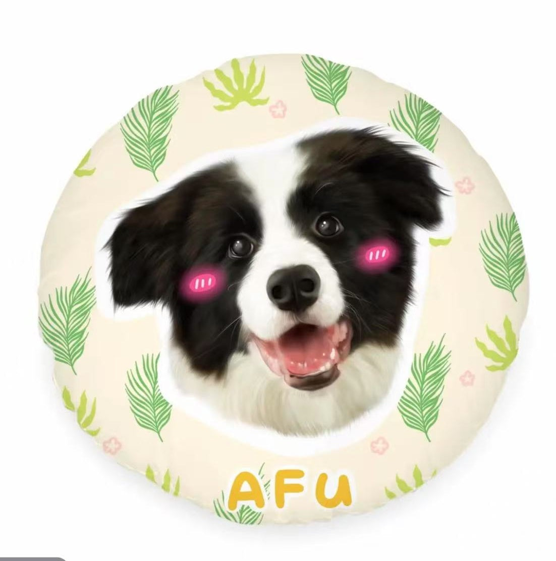 Green Leaf Forest Pet Portrait Pillow