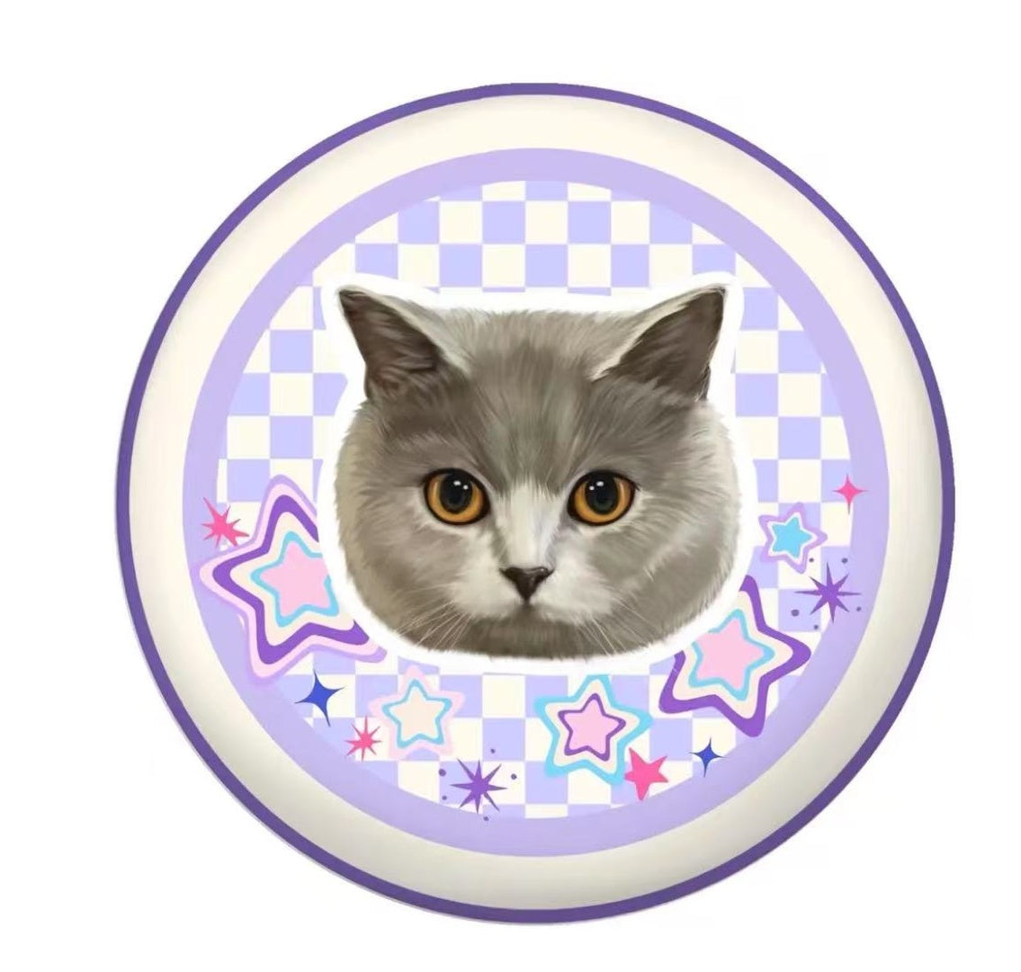 Taro Purple Grid Pet Portrait Pillow