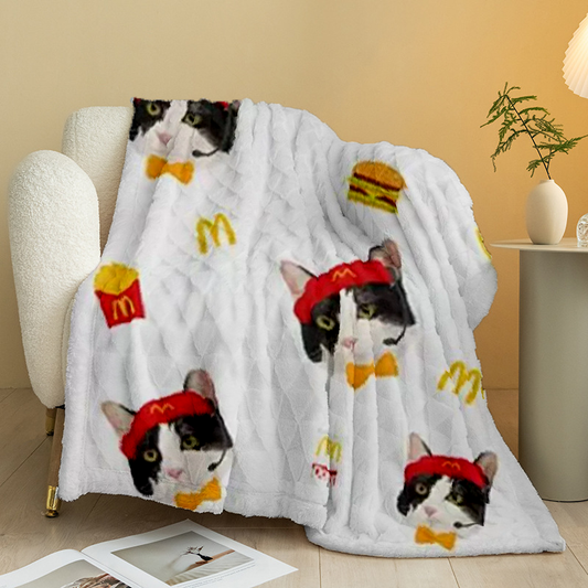 Hamburger and French Fries Customized Pet Blanket