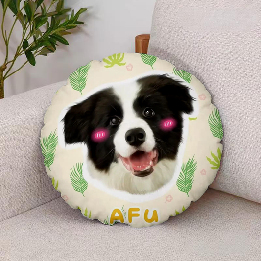 Green Leaf Forest Pet Portrait Pillow