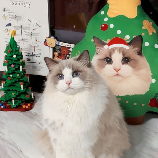 Christmas Tree Custom Pet Portrait Pillow