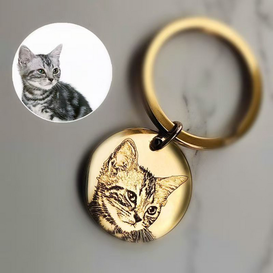 Personnalisez votre porte-clés en métal avec portrait d'animal de compagnie