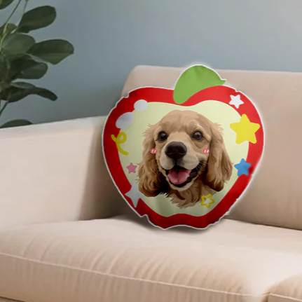 Red Apple Pet Portrait Pillow
