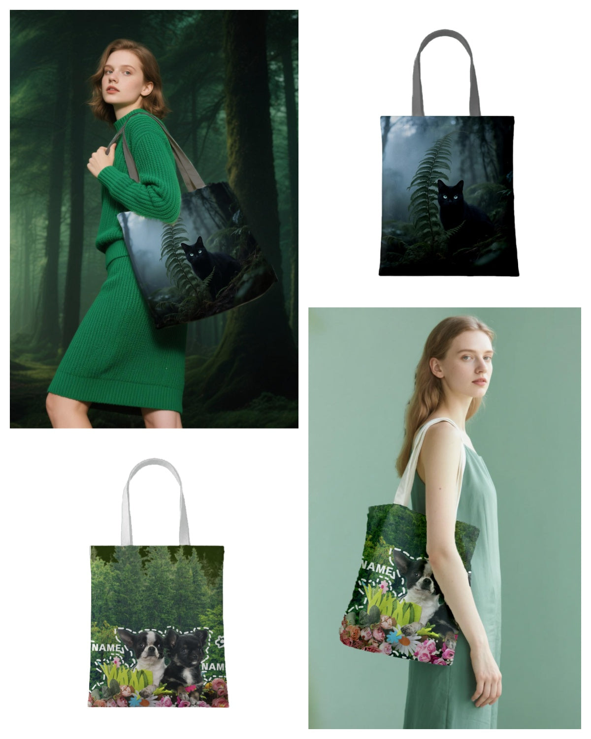 Sac en toile personnalisé pour portrait d'animal de compagnie à usage quotidien