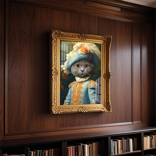 Aristocratic Cat Wearing Top Hat Custom Portrait Painting