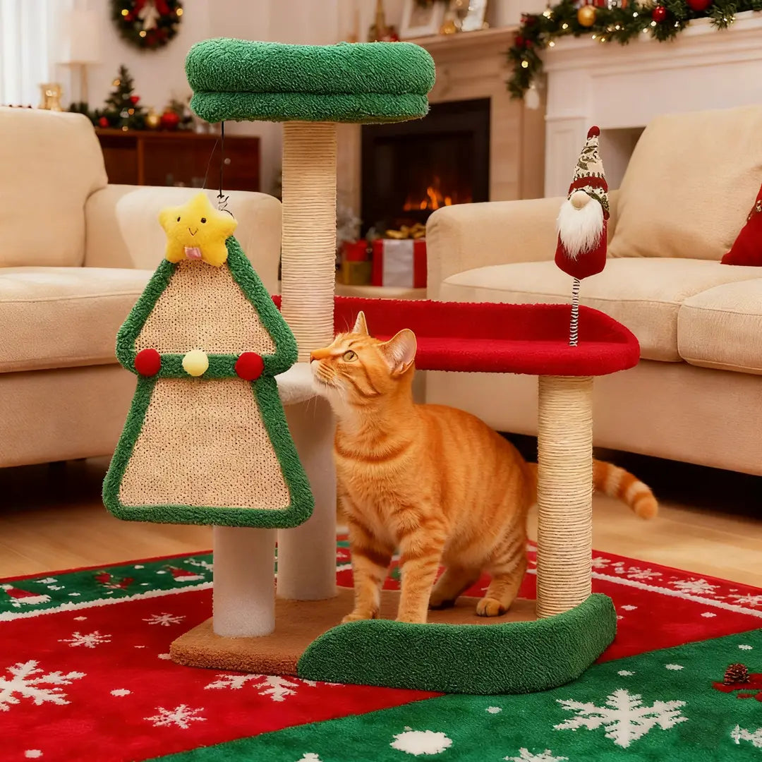 Pawsmas Christmas Tree Cat Bed & Tower