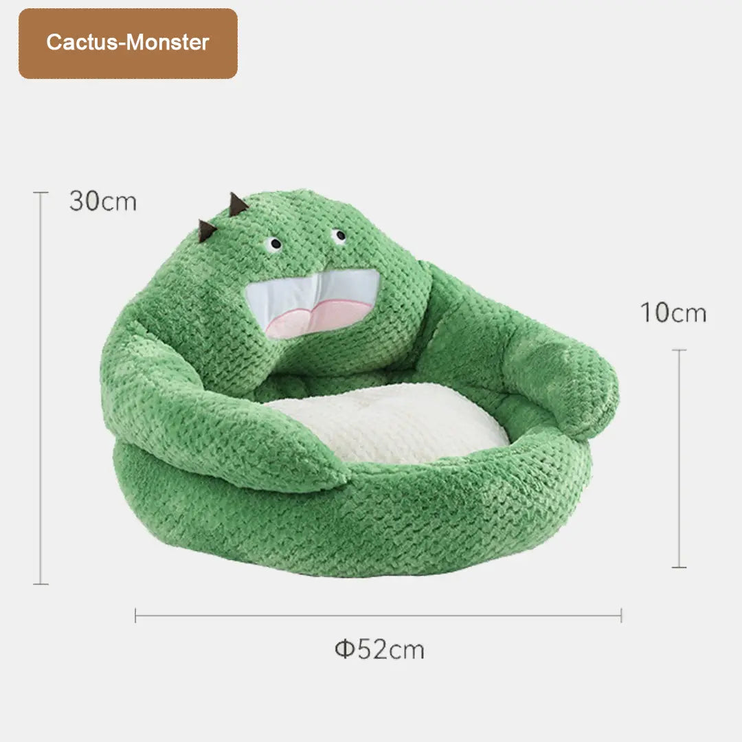 Adorable Cartoon-Style Cactus Cat Bed