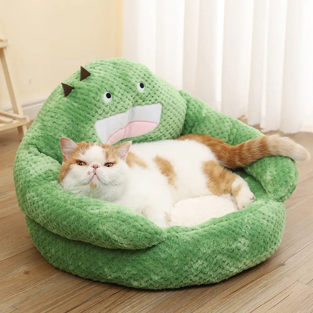 Adorable Cartoon-Style Cactus Cat Bed