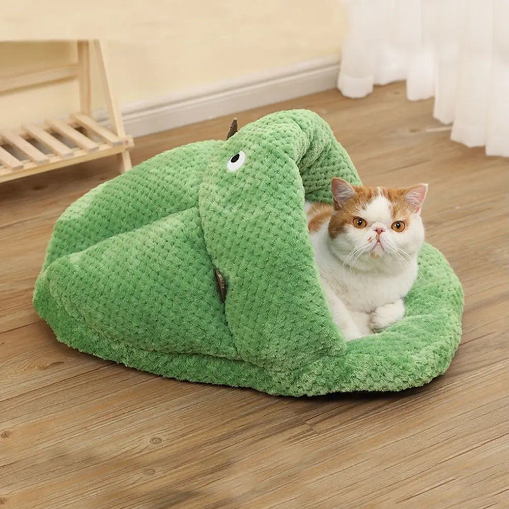Adorable Cartoon-Style Cactus Cat Bed