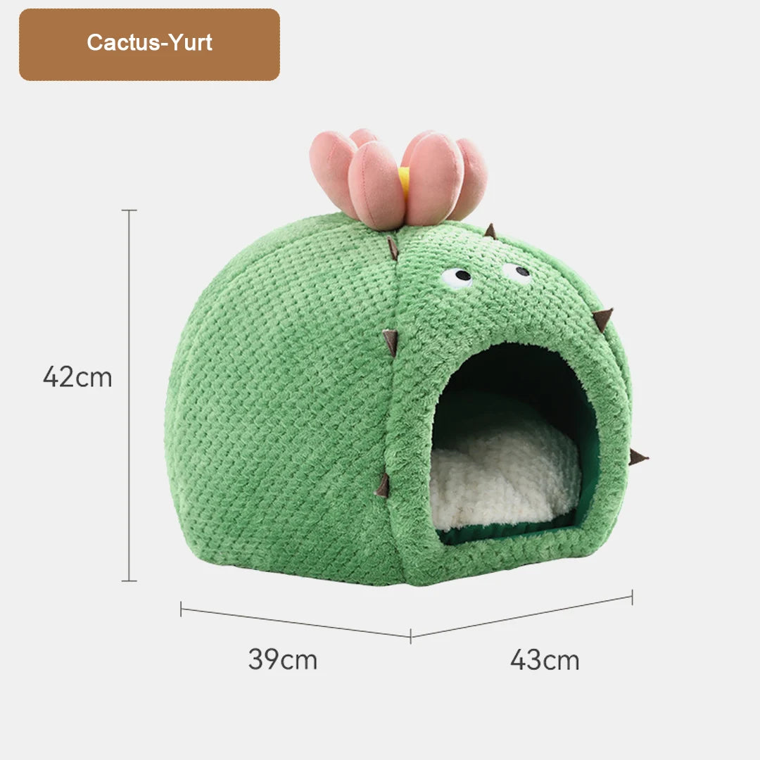 Adorable Cartoon-Style Cactus Cat Bed