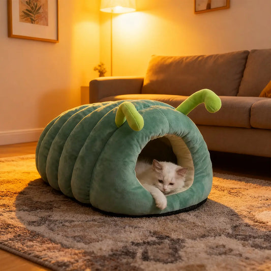 Caterpillar-Shaped Tunnel Cat Bed