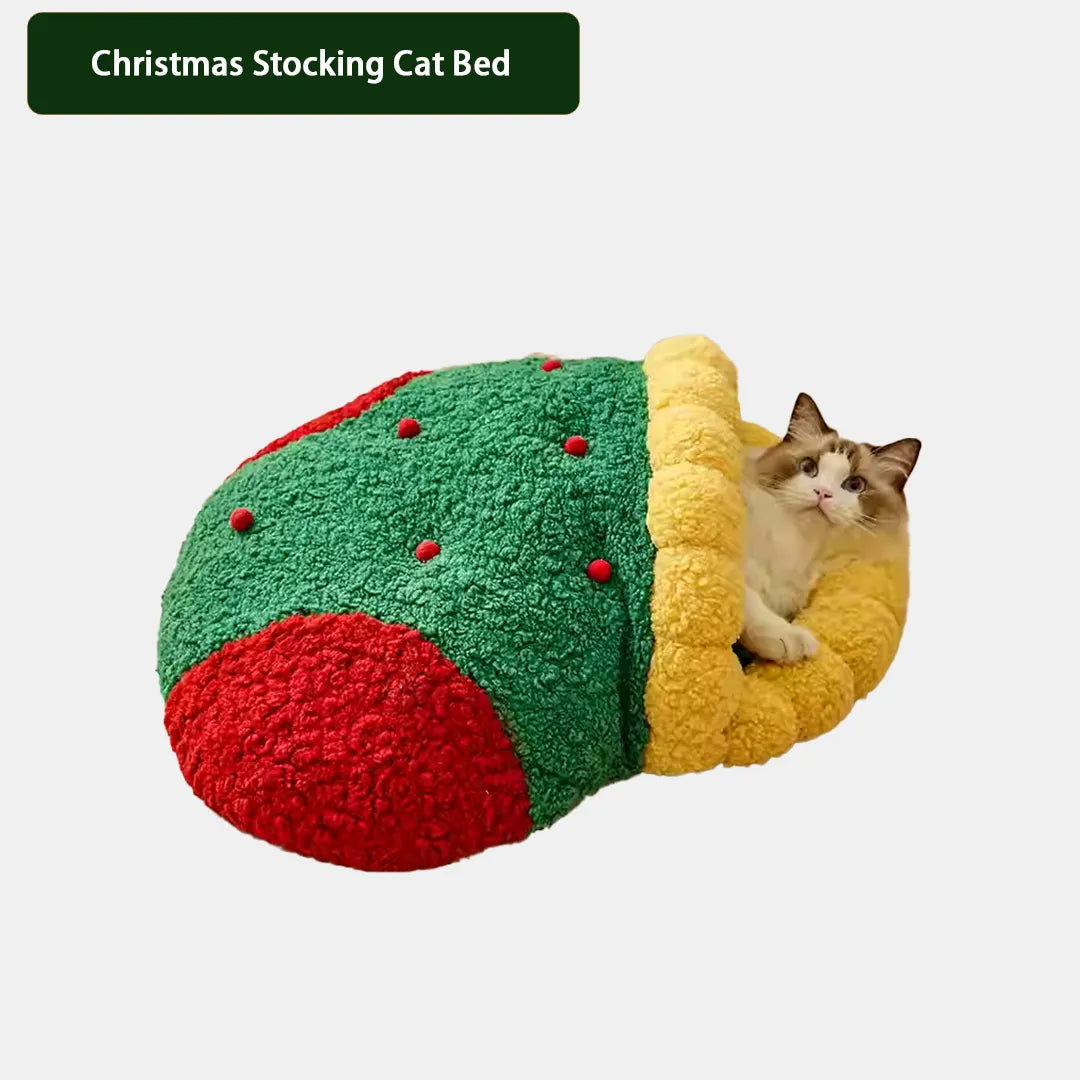 Pawsmas Christmas Stocking Sleeping Bag Cat Bed