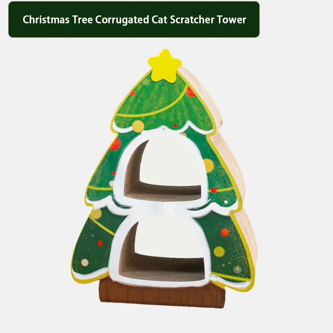 Pawsmas Christmas Tree Corrugated Cat Scratcher Tower