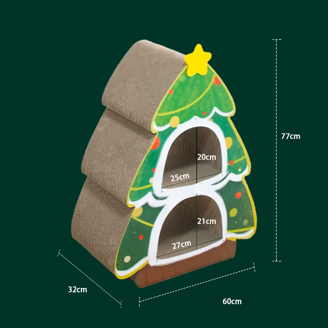 Pawsmas Christmas Tree Corrugated Cat Scratcher Tower