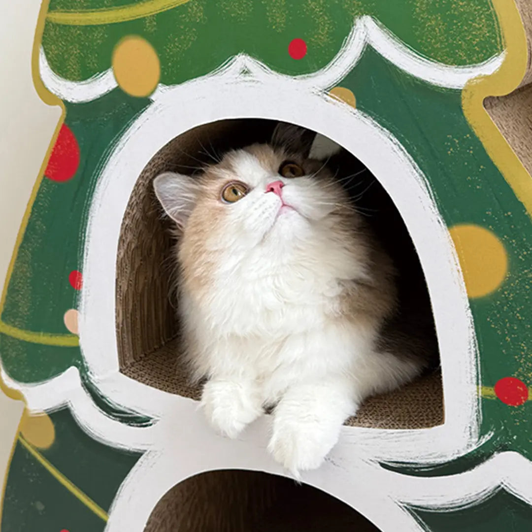 Pawsmas Christmas Tree Corrugated Cat Scratcher Tower
