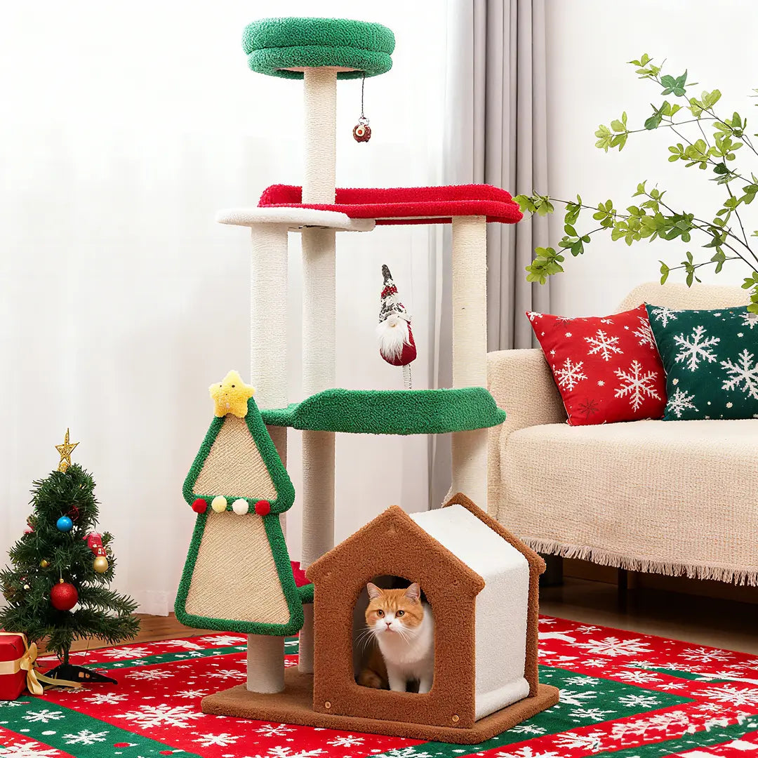 Pawsmas Christmas Tree Cat Bed & Tower
