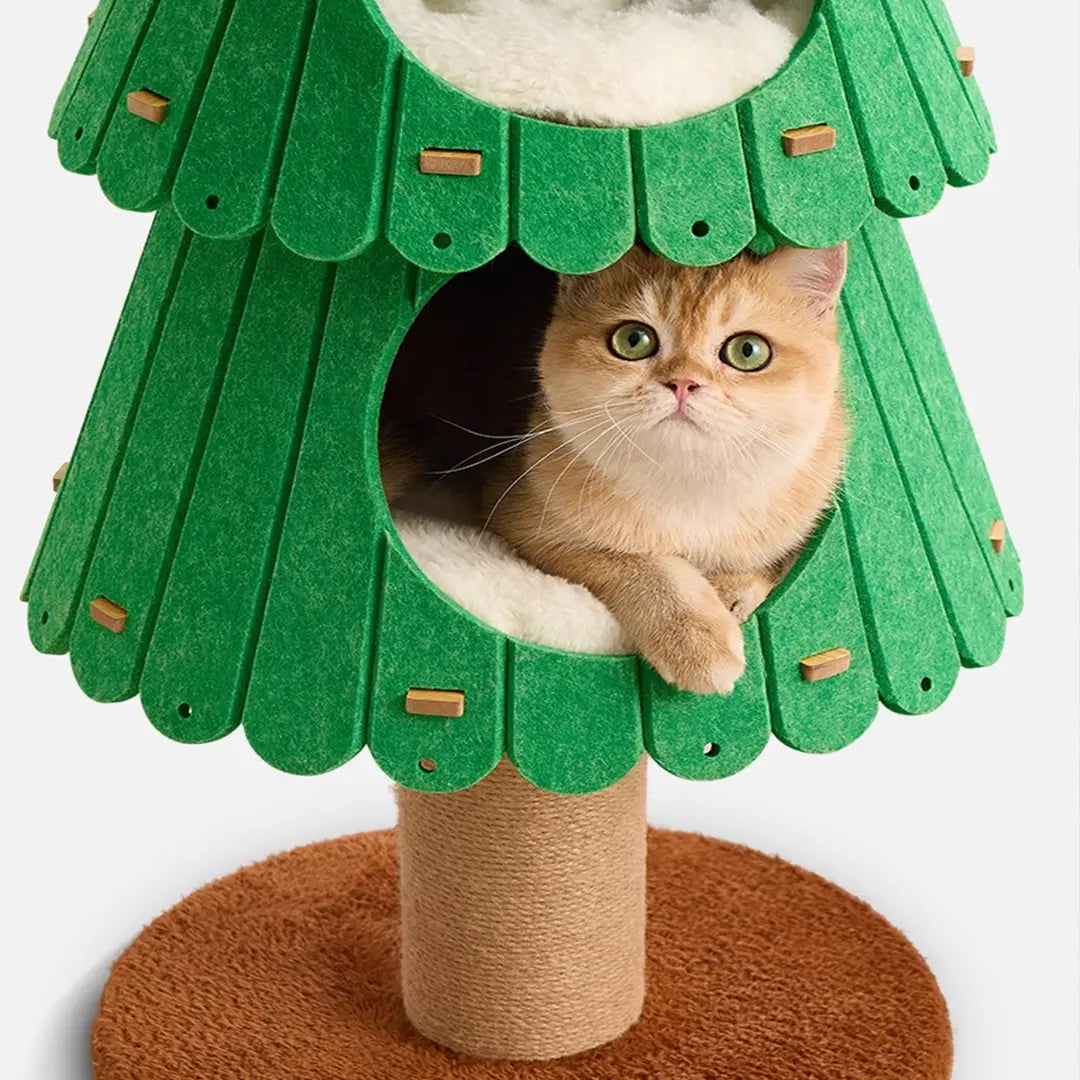 Pawsmas Felt Christmas Tree Cat Tower & Bed
