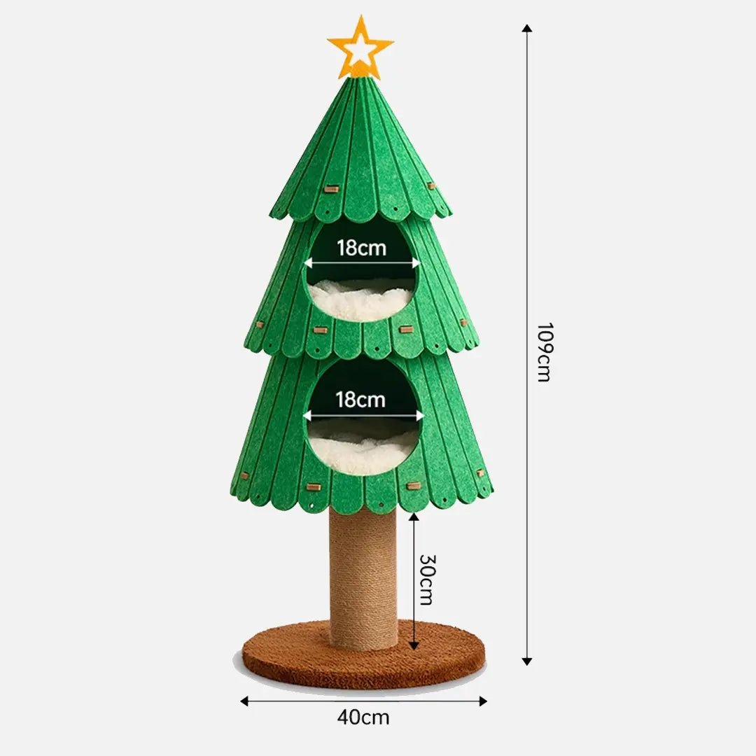 Pawsmas Felt Christmas Tree Cat Tower & Bed