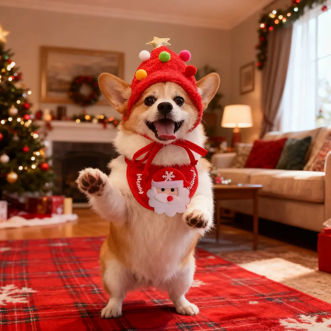Pawsmas Christmas Pet Hat & Bandana Set