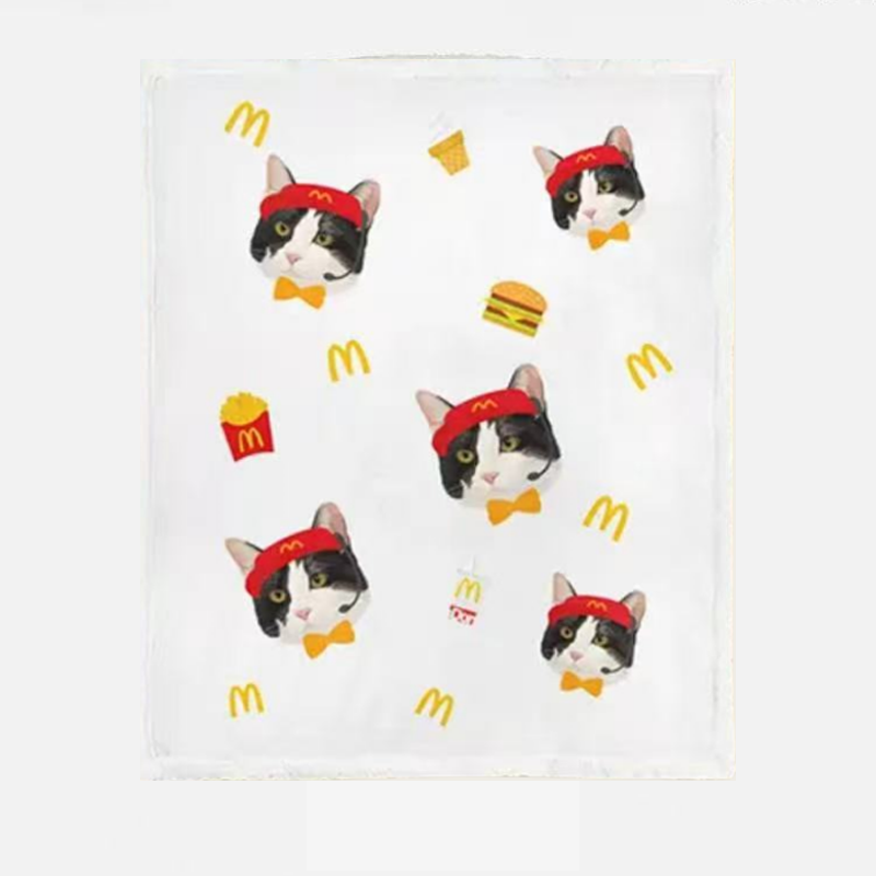 Hamburger and French Fries Customized Pet Blanket