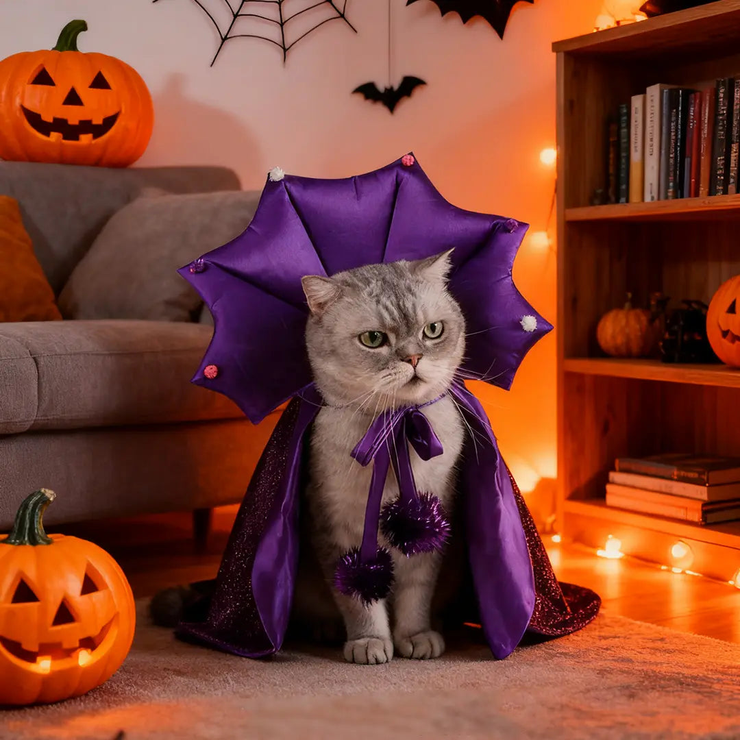 Luxurious Court-Style Wizard Cloak & Hat Set (Purple)