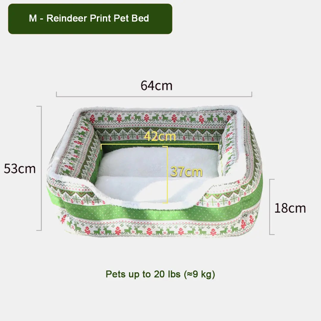 Pawsmas Reindeer Print Pet Bed