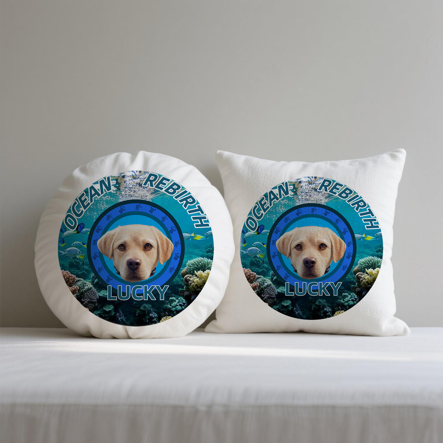 Ocean Rebirth Custom Pet Portrait Pillow