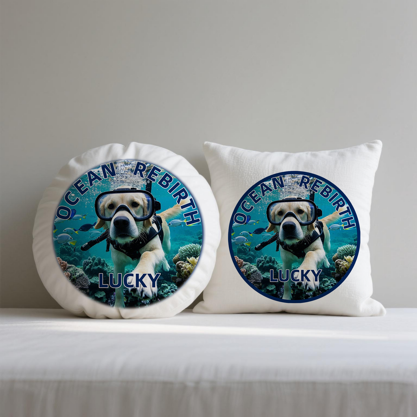 Ocean Rebirth Custom Pet Portrait Pillow