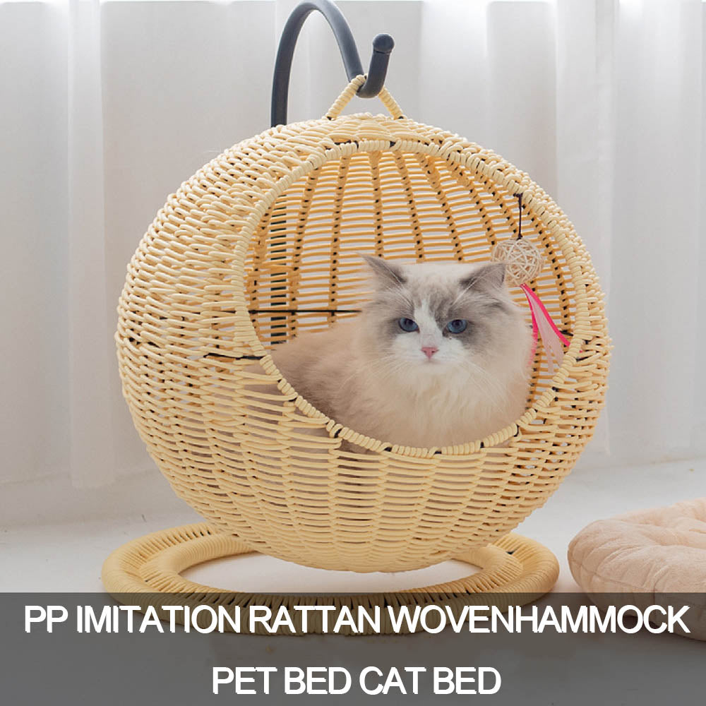 Natural seagrass woven hammock pet bed cat bed