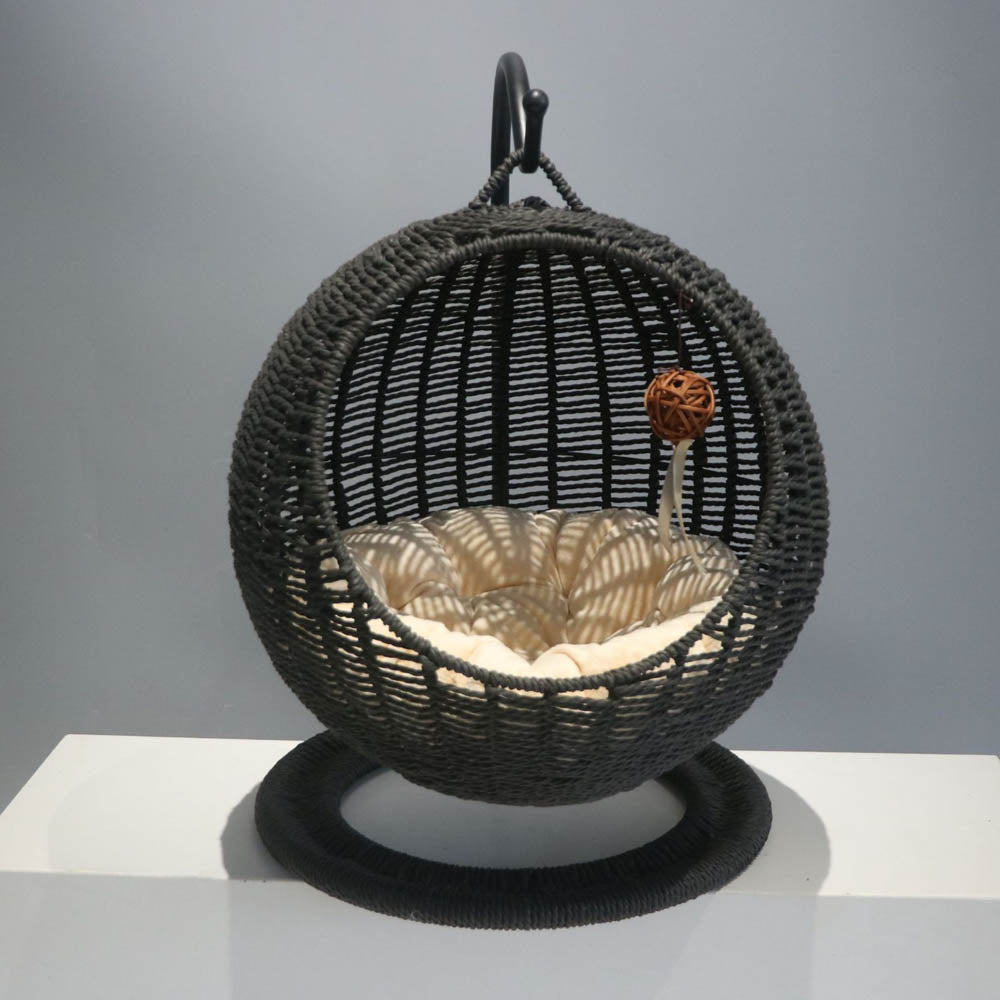 Natural seagrass woven hammock pet bed cat bed