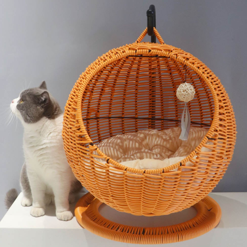Natural seagrass woven hammock pet bed cat bed