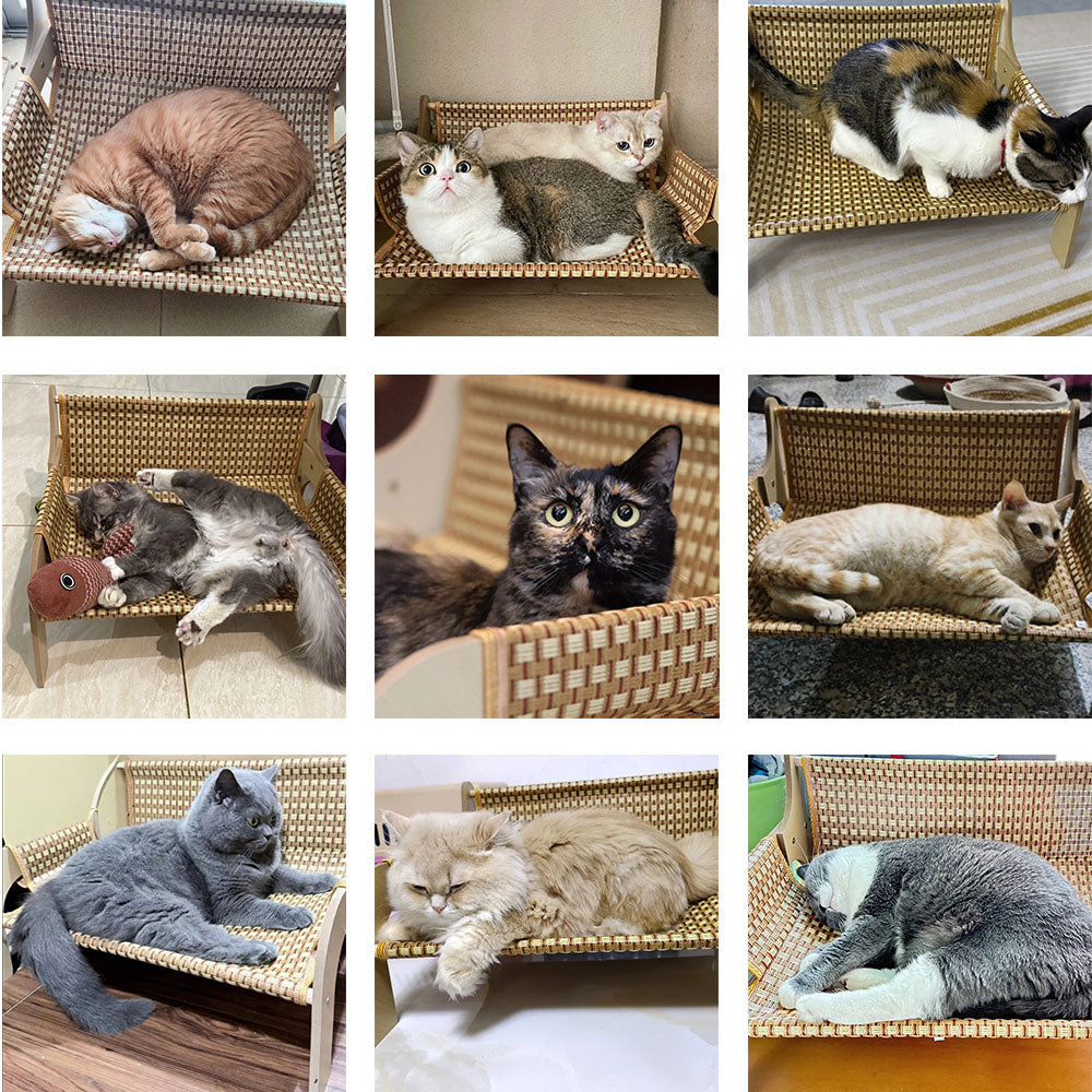 Rattan Pet Cat Bed Cooling Mat Sofa Lounger