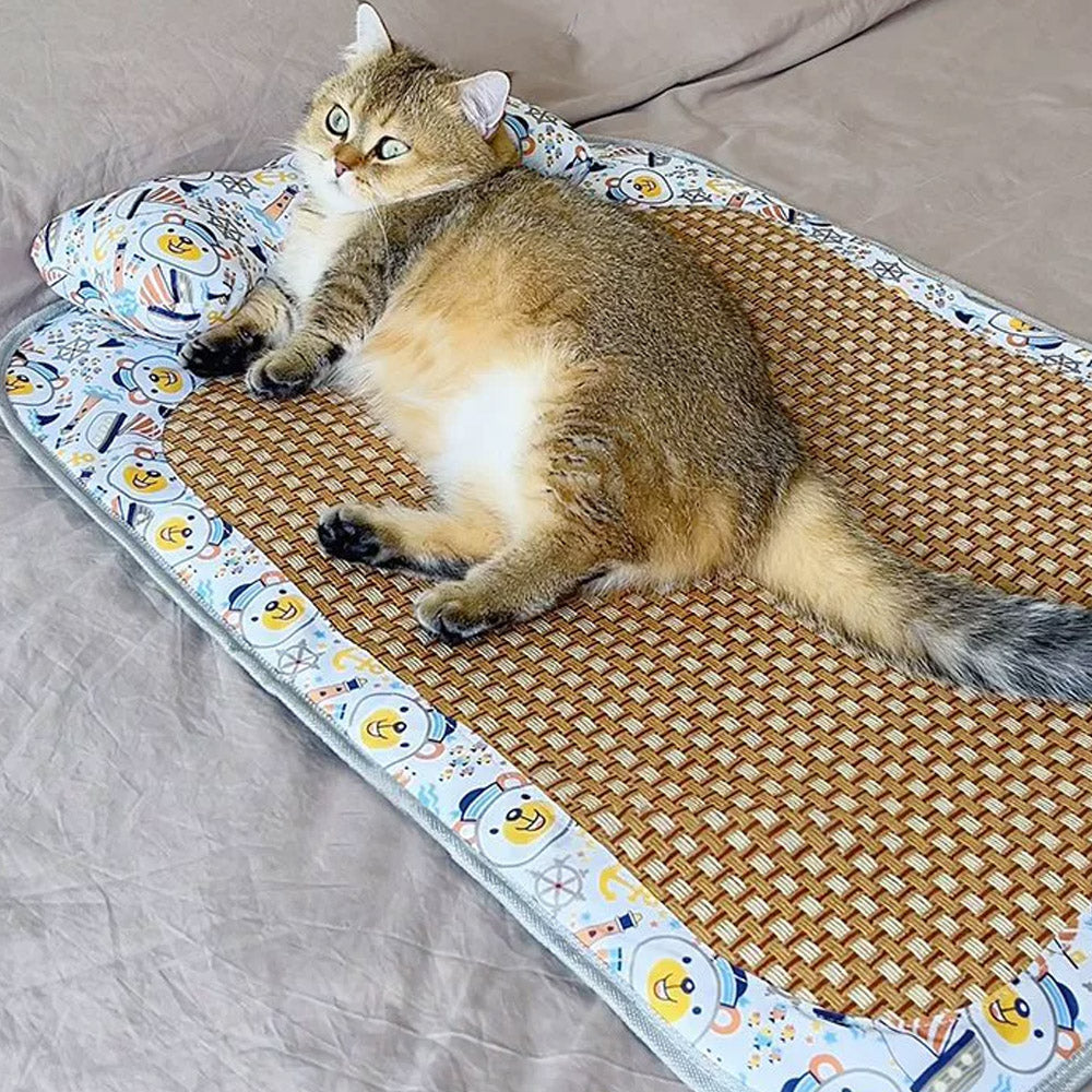 Summer Rattan Mat Pet Sleeping Cooling Pad for Cats Dogs