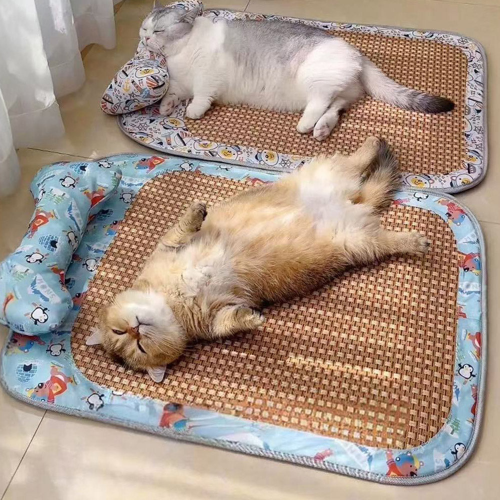 Summer Rattan Mat Pet Sleeping Cooling Pad for Cats Dogs