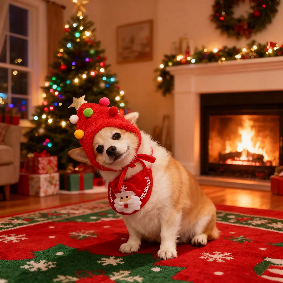 Pawsmas Christmas Pet Hat & Bandana Set
