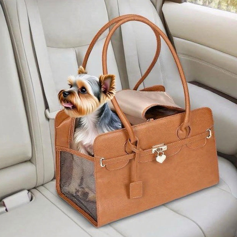 Stylish Leather Pet Carrier Bag