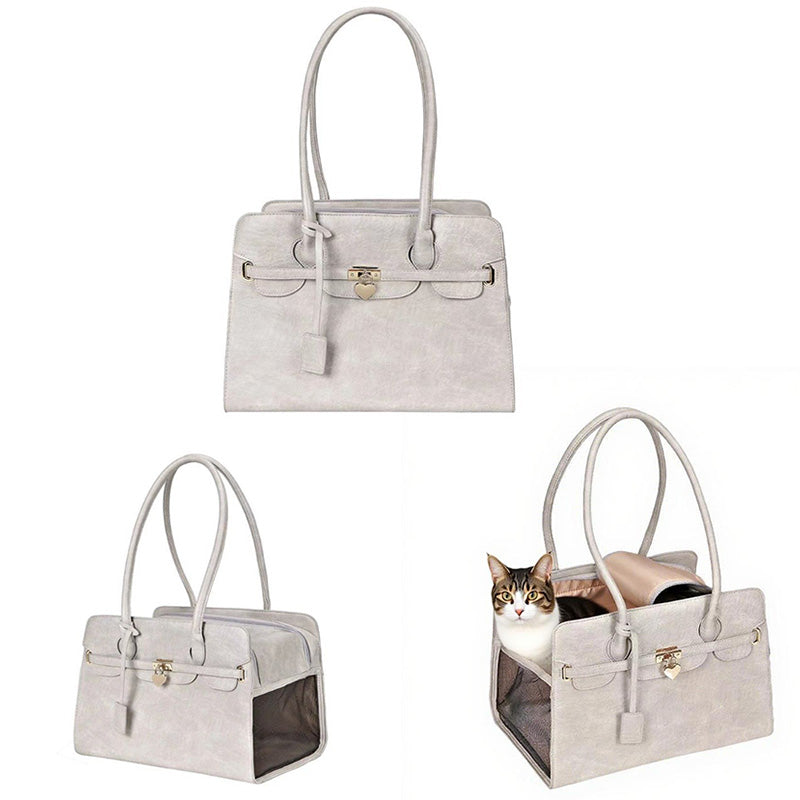 Stylish Leather Pet Carrier Bag