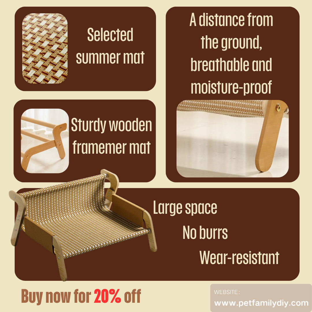 Rattan Pet Cat Bed Cooling Mat Sofa Lounger