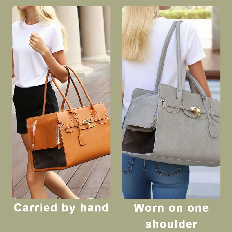 Stylish Leather Pet Carrier Bag
