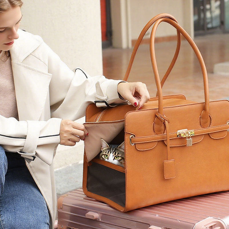 Stylish Leather Pet Carrier Bag
