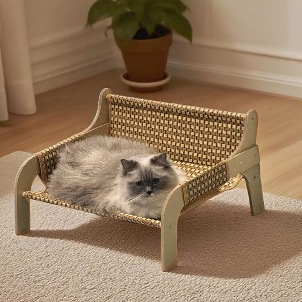 Rattan Pet Cat Bed Cooling Mat Sofa Lounger