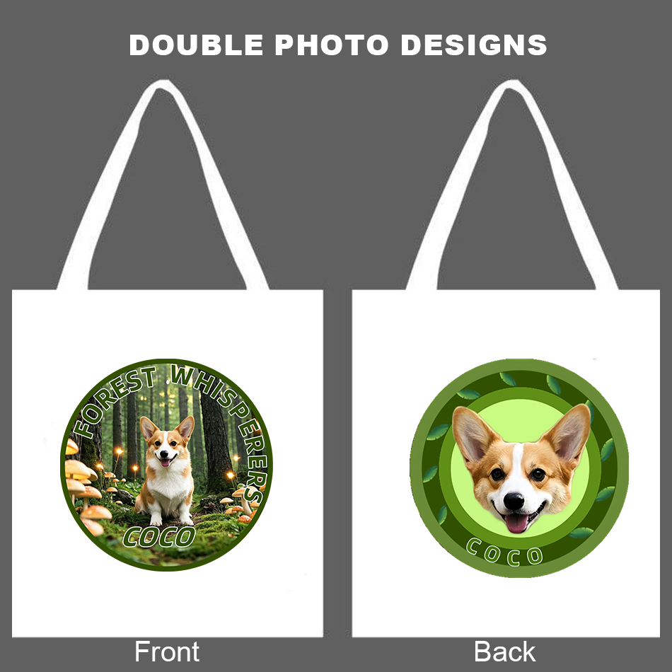 Sac en toile personnalisé pour portrait d'animal de compagnie à usage quotidien