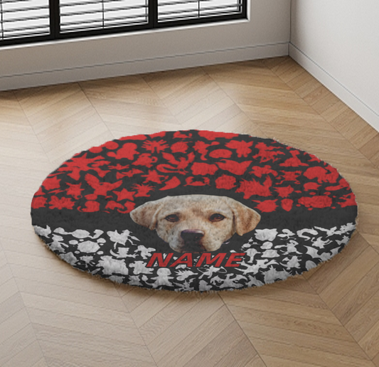Classic Red White Customized Pet Portrait Carpet