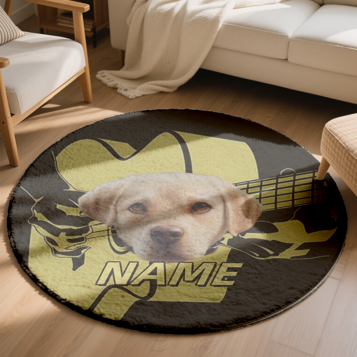 Guitar Lover Customized Pet Portrait Carpet