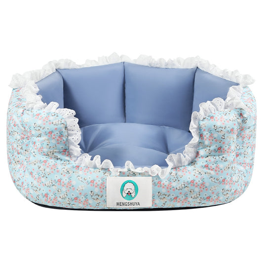 Lace sweet floral pet bed for cats and dogs for all seasons