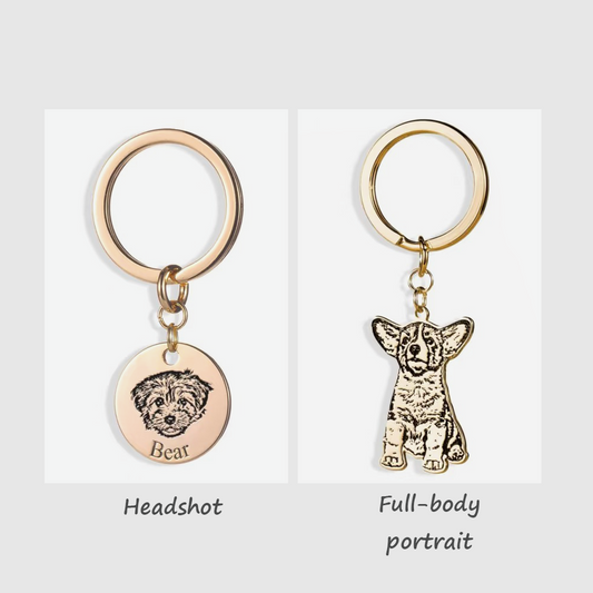 Personnalisez votre porte-clés en métal avec portrait d'animal de compagnie