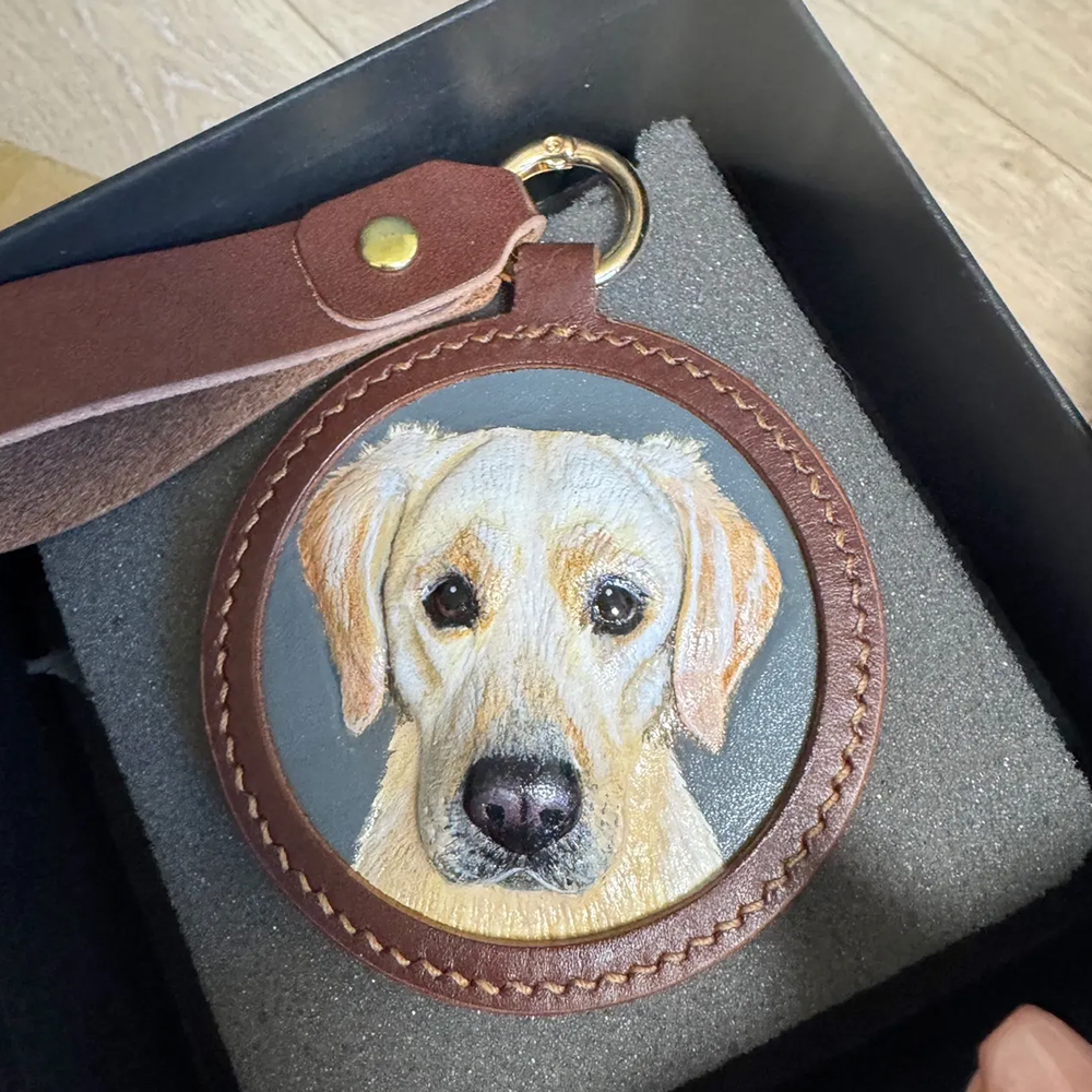 Personalisiertes 3D-Ledergeschnitztes Tieranhänger-Schlüsselanhänger